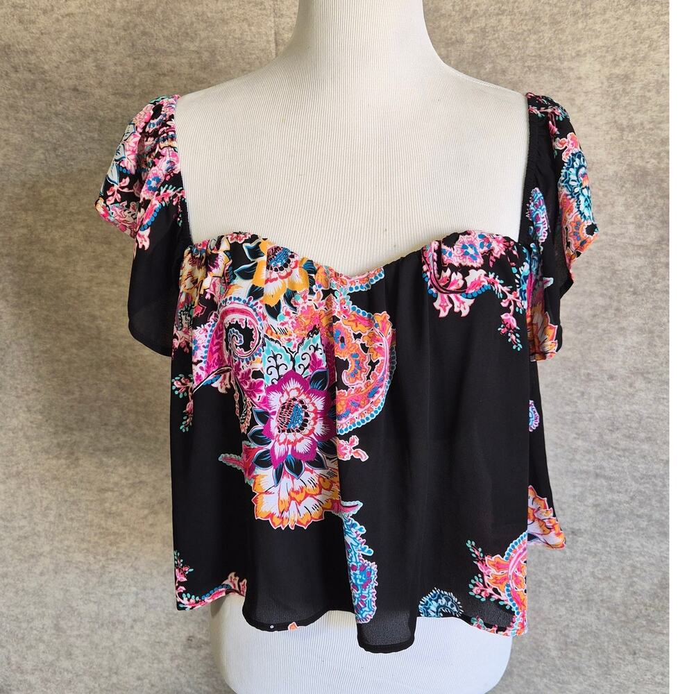 EXPRESS FLORAL CROP TOP BLOUSE SIZE S